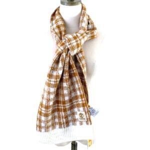 TIMBERLAND Scarf Unisex Buffalo Plaid, Wheat & Ivory, NEW Bohemian Western